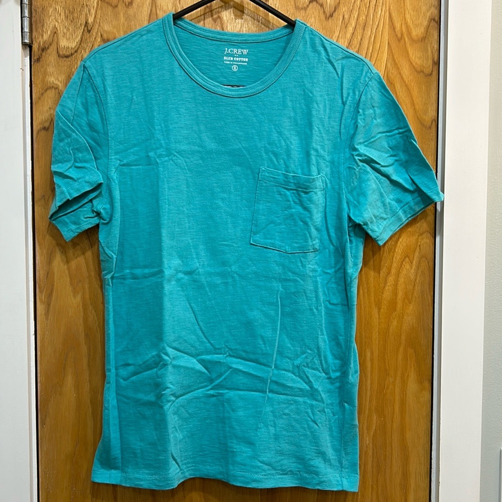 J.Crew Slub Cotton Pocket T-Shirt Men’s Small Teal Blue Crewneck